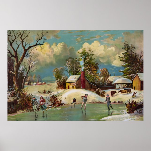 American Winter Life Christmas Scene Poster (Vorne)