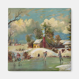 American Winter Life Weihnachtslandschaft Magnet