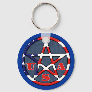 American Witchy USA Pentagram Schlüsselanhänger