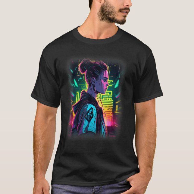 American Woman Aesthetics Cool Rave Techno Girl Re T-Shirt (Vorderseite)