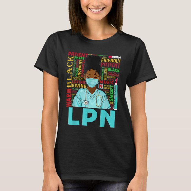 American Women Black LPN Nurse Black History T-Shirt (Vorderseite)