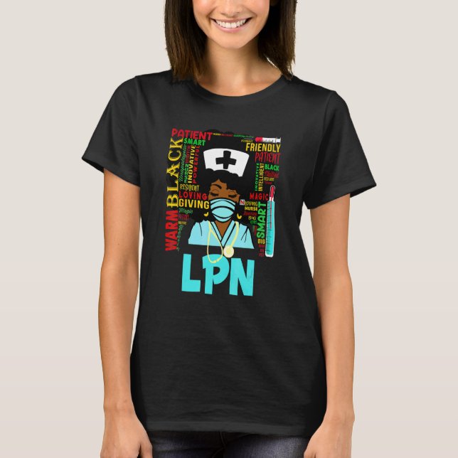 American Women Black Lpn Nurse T-Shirt (Vorderseite)