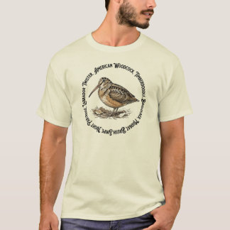 American Woodcock Circle - Vintage Illustration T-Shirt