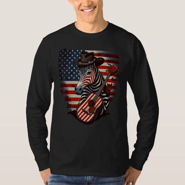 American Zebra Guitar USA County Music T-Shirt (Vorderseite)