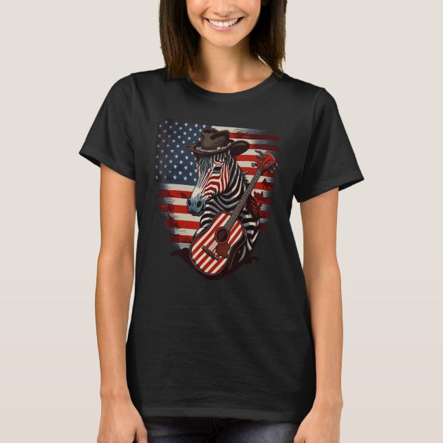 American Zebra Guitar USA County Music T-Shirt (Vorderseite)