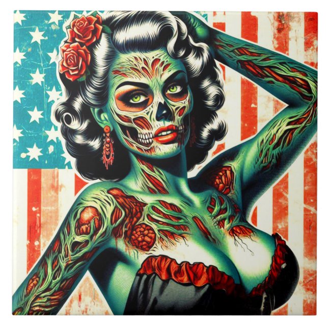 American Zombie Button-up Fliese (Vorderseite)