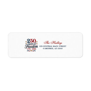 Americana 250-Jahr-Jubiläums-Rücksendeetikett