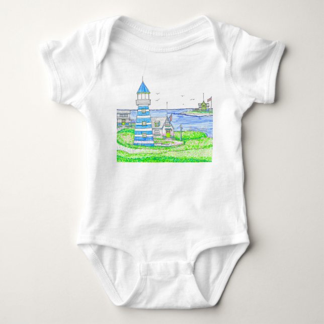 Americana 2 Lighthouse Baby One Piece Strampler (Vorderseite)