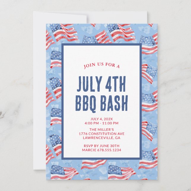 Americana 4. Juli Party Einladung (Vorderseite)
