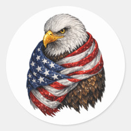 Americana-Adler-Flagge Runder Aufkleber