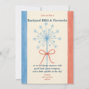 Americana-Aquarell-Einladung zum BBQ Einladung