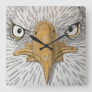 Americana Eagle Face Clock Quadratische Wanduhr