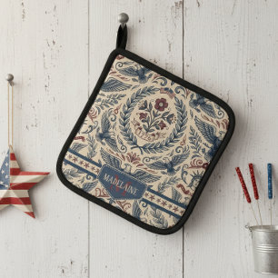 Americana Eagles Blumen Sterne und Streifen ID1298 Topflappen