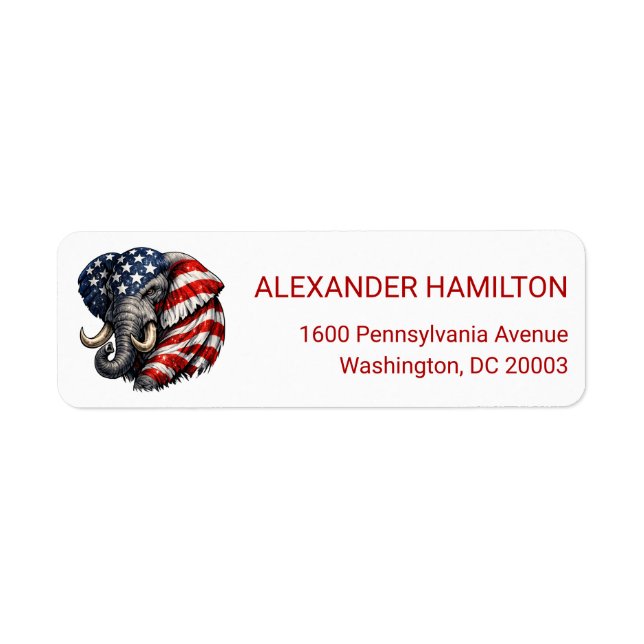 Americana-Elefanten-Flagge-Rücksendeadresse (Vorne)