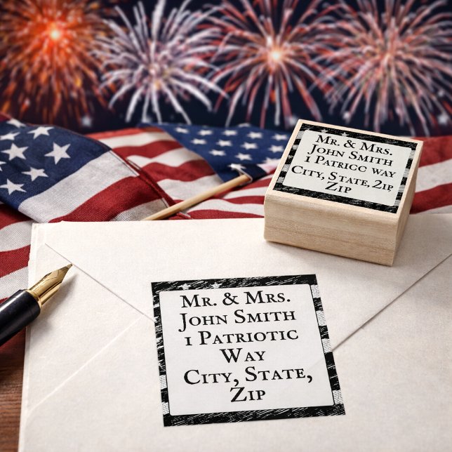 Americana Flag rustic return address Gummistempel (Von Creator hochgeladen)