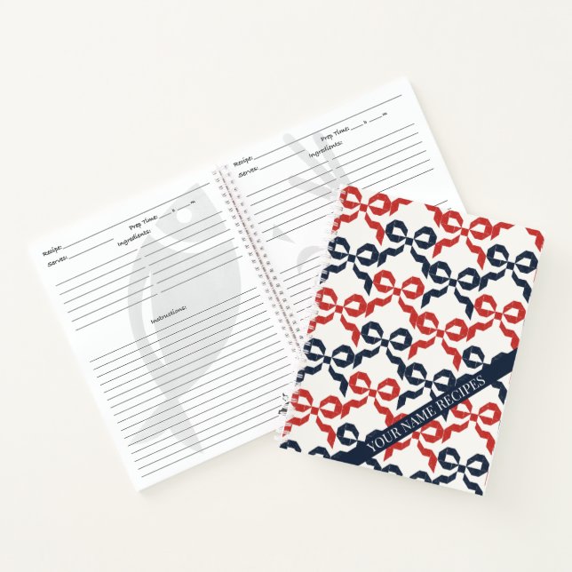 Americana Folk Art Bow Quilt Pattern Recipe Notizbuch (Innenseite)