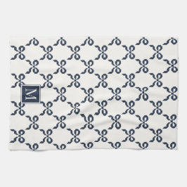 Americana Folk Art Navy Bow Quilt Pattern Geschirrtuch