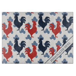 Americana Folk Art Roosters – Rustic Farm Pattern Schneidebrett