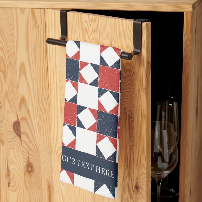 Americana Folk Art Star Quilt Pattern Geschirrtuch (Drittel gefaltet)