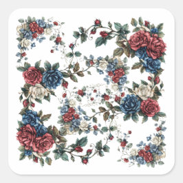 Americana Garden Patriot Rosen Quadratischer Aufkleber