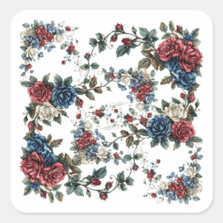 Americana Garden Patriot Rosen Quadratischer Aufkleber