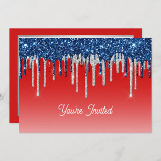 Americana Glitter Drip Birthday Einladung