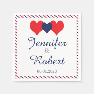 Americana Hearts Wedding Napkin Serviette