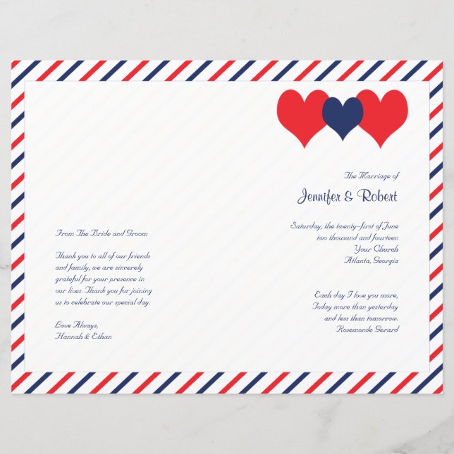 Americana Hearts Wedding Program (Vorderseite)