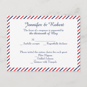 Americana Hearts Wedding RSVP Postcard Einladungspostkarte