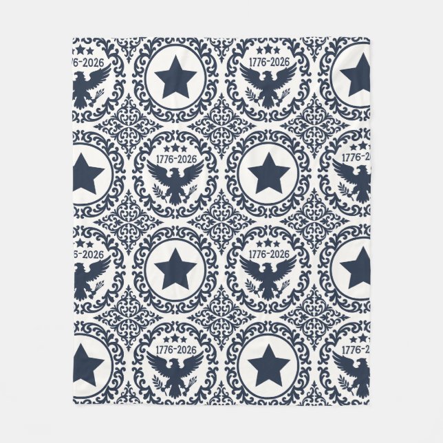 Americana Heritage Eagle Medaillon (Navy Creme) Fleecedecke (Vorderseite)