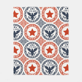 Americana Heritage Eagle Medallion -Navy Red Cream Fleecedecke
