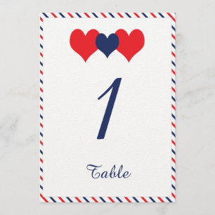 Americana-Herzen Hochzeitstisch Nummer Einladung