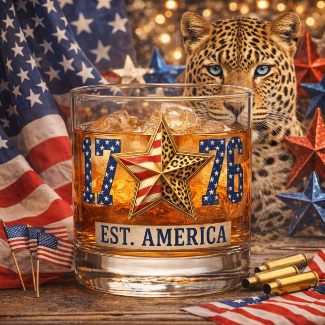 Americana Leopard-Druck Fusion Design Whiskyglas (Von Creator hochgeladen)