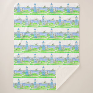 Americana Lighthouse Large Sherpa Blanket Sherpadecke