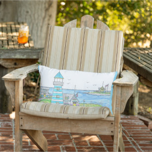 Americana Lighthouse Lumbar Pillow Kissen Für Draußen