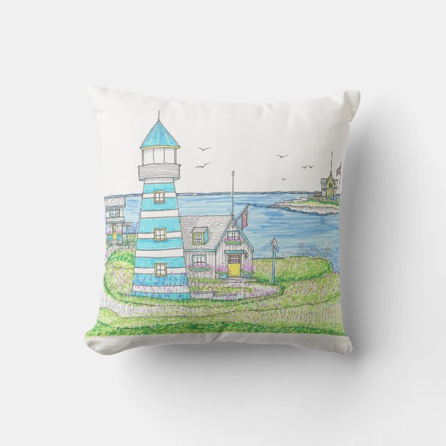 Americana Lighthouse Outdoor Pillow Kissen (Vorderseite)