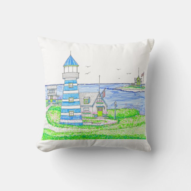 Americana Lighthouse Pillow; blau Kissen (Vorderseite)