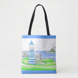Americana Lighthouse Tote Bag