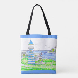 Americana Lighthouse Tote Bag