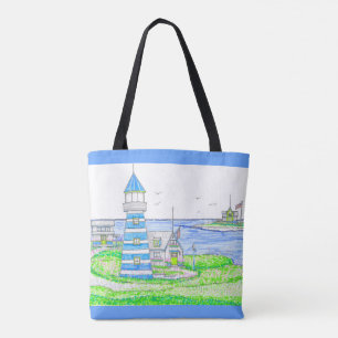 Americana Lighthouse Tote Bag