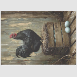 Americana-Malerei einer schwarzen Henne Decoupage Seidenpapier