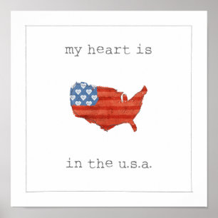 Americana  mein Herz ist in der USA-Karte Poster