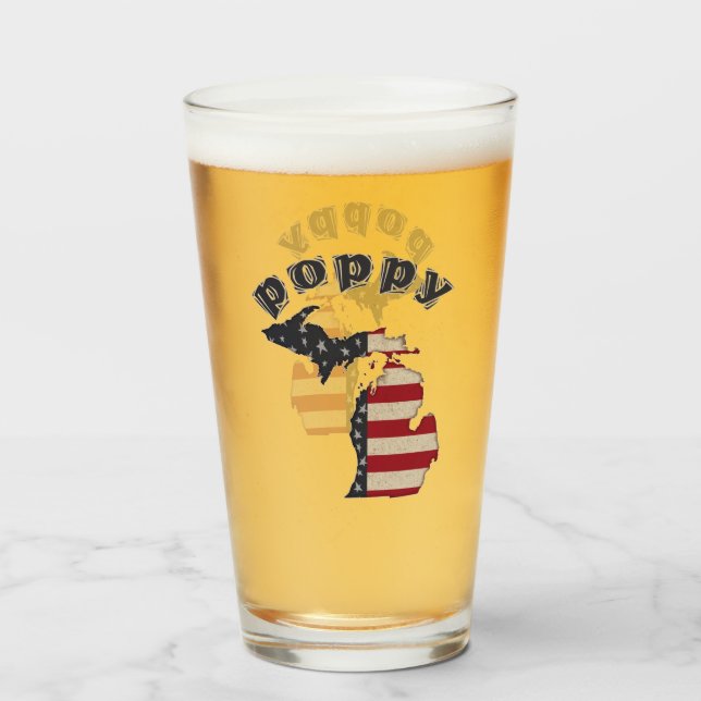 Americana Michigan Poppy Personalize Glas (Vorne (Gefüllt))