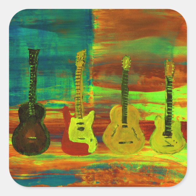 Americana Music Quadratischer Aufkleber (Vorderseite)