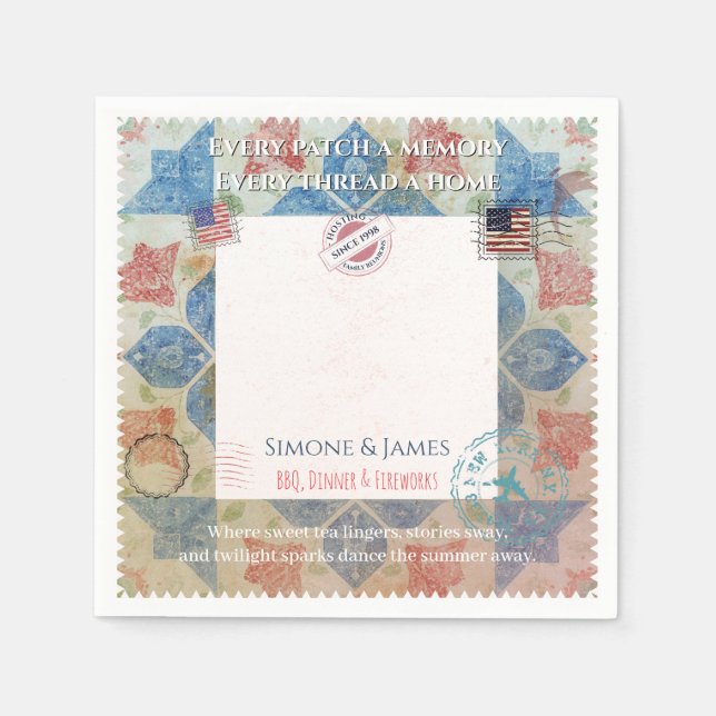 Americana Patchwork Erinnerungsrahmen Partydekorat Serviette (Vorderseite)