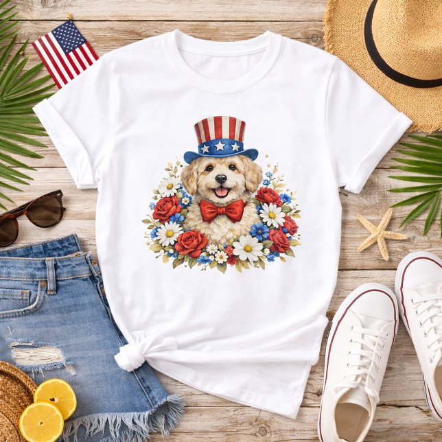 Americana Puppy Illustration T-Shirt (Von Creator hochgeladen)
