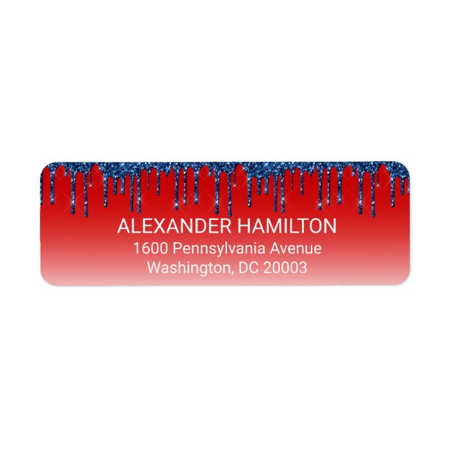 Americana Red Blue Glitter Drip Return Address (Vorne)