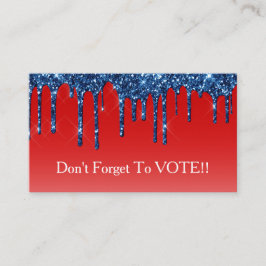Americana Red Blue Glitter Drip Vote Reminder Visitenkarte