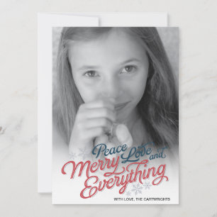 Americana Red Ribbon Script Holiday Foto Card Feiertagskarte