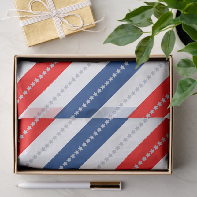 Americana Red White Blue Stars & Stripes Seidenpapier (Geschenk)